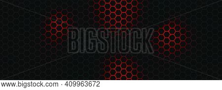 Red Light And Black Hexagon Abstract Background
