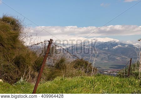 View From The Roof Of Ruins Of Crusader Fortress Chateau Neuf - Metsudat Hunin Of The Snow-capped Pe