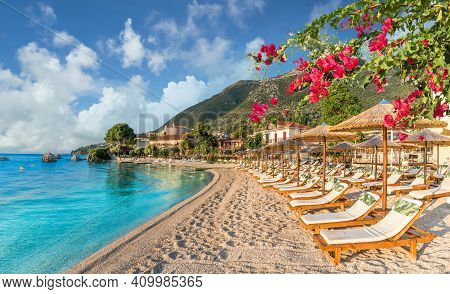 Landscape With Nikiana Beach On The Ionian Sea, Lefkada Island, Greece