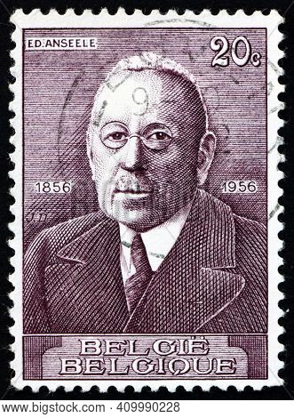 Belgium - Circa 1956: A Stamp Printed In Belgium Shows Edouard Anseele, Was A Belgian Socialist Poli