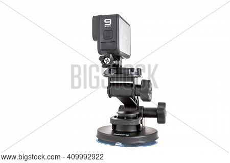 Moscow, Russia - Novemner 11, 2020: New Flagship Action Camera Gopro Hero 9 Black On Original Access