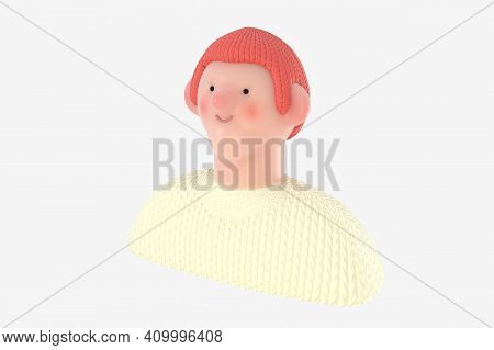 3d Bright People Portrait - 3d Render Design Concept Illustration Of A Plastuc Doll Of A Young Man, 