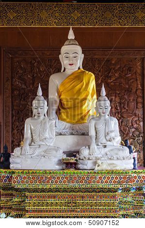 Marble Buddha Statue In Wat Ban Den , Chiangmai Thailand