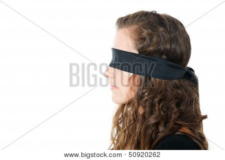 Profile Of Young Female With Blindfold