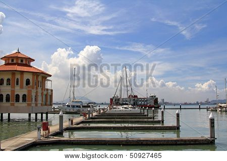 PENANG, MALAYSIA - APRIL 2012 : The MalaysiaÃÂ¢Ã?Ã?s first inner city marina (Tanjong City Marina), Penang Wharf  in Penang, Malaysia on April 18, 2012. It is formerly known as the Church Street Pier.