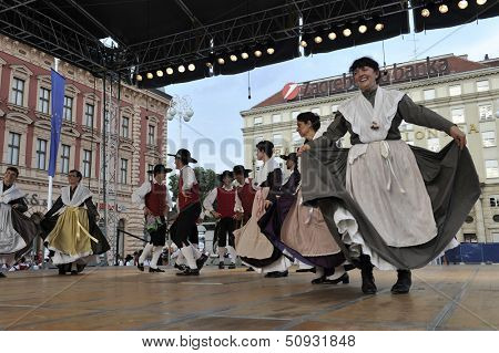 ZAGREB,CROATIA - JULY 19: Members of folk groups Santa Gorizia from Italy during the 47th International Folklore Festival in center of Zagreb,Croatia on July 19,2013