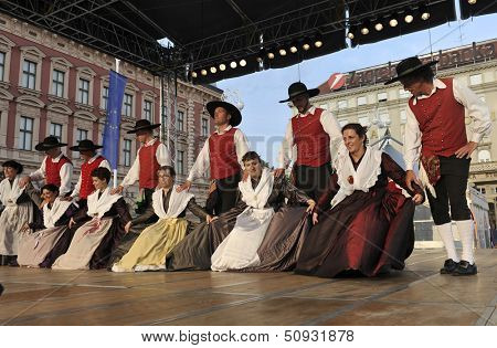 ZAGREB,CROATIA - JULY 19: Members of folk groups Santa Gorizia from Italy during the 47th International Folklore Festival in center of Zagreb,Croatia on July 19,2013