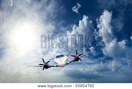 Private airplane inflight in the sky