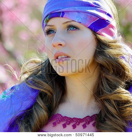 young beautiful woman portrait outdoor