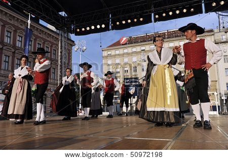 ZAGREB,CROATIA - JULY 19: Members of folk groups Santa Gorizia from Italy during the 47th International Folklore Festival in center of Zagreb,Croatia on July 19,2013