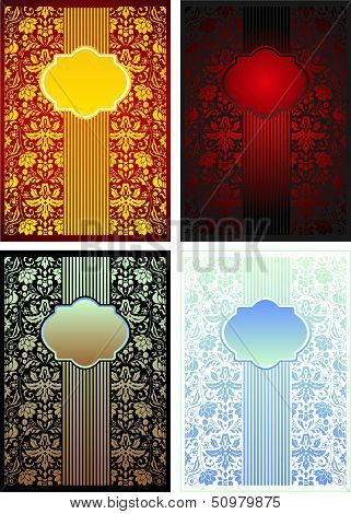 4 vintage vector templates in different colors
