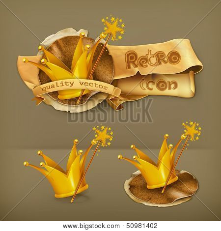 Magic wand and crown icon