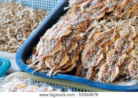 Salted Fish in basket in soft light