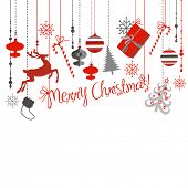 Christmas background in grey, red, white and black colors.