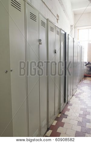 Interior of an industrial checkroom