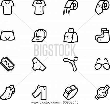men waer vector icon set on white background