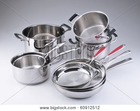 Stainless steel pots and pans