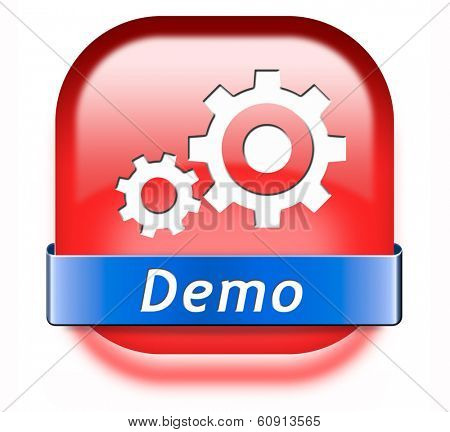 Demo button or icon for free trial download demonstration