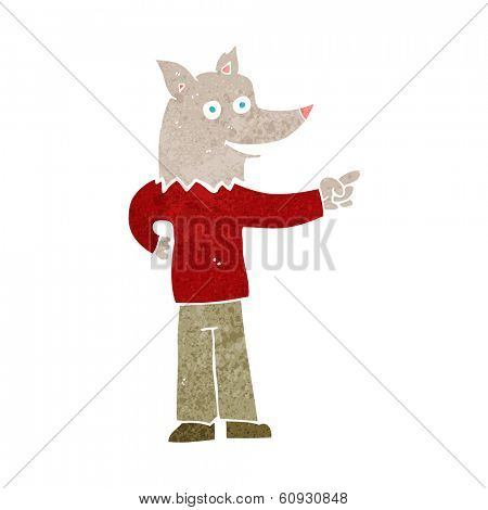 cartoon wolf man pointing