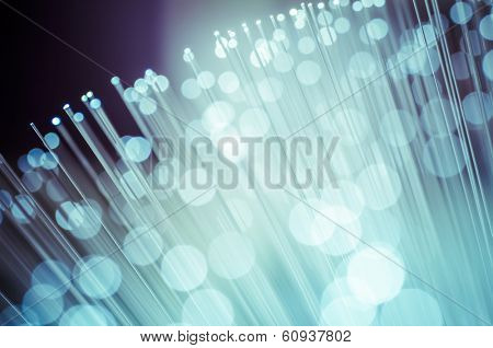 Fiber optic cables, fibre connection, telecomunications concept.