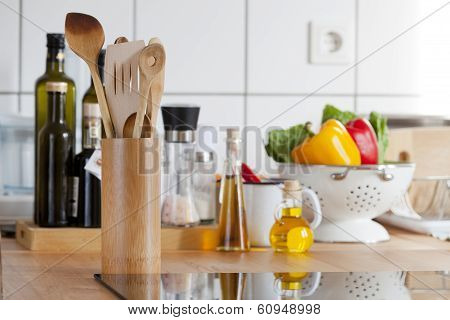View Of A Kitchen Worktop With Induction Hob