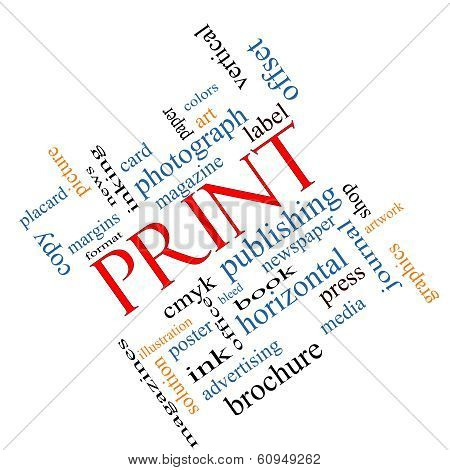 Print Word Cloud Concept Angled