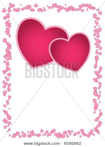Carta vettoriale con cuori rosa e spazio vuoto per saluto, matrimonio, anniversario o San Valentino.