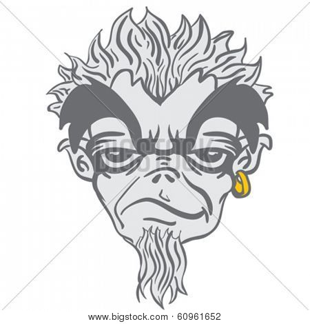 freaky bearded monster cartoon illustration