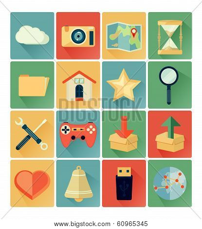 flat icons web set