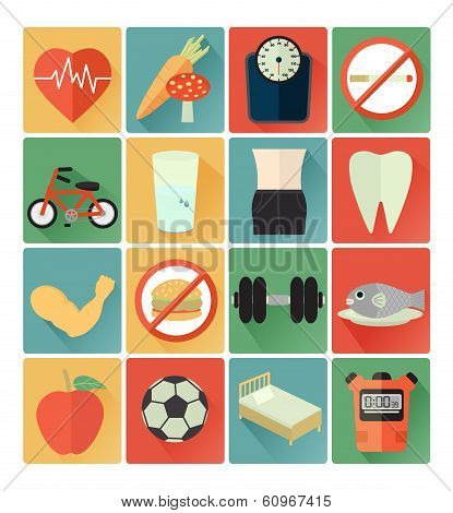 flat icons health set