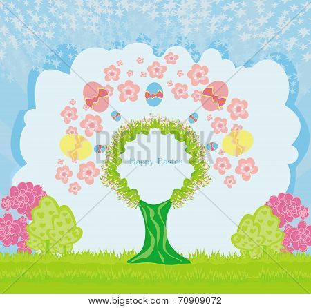 Abstract Tree With Easter Eggs