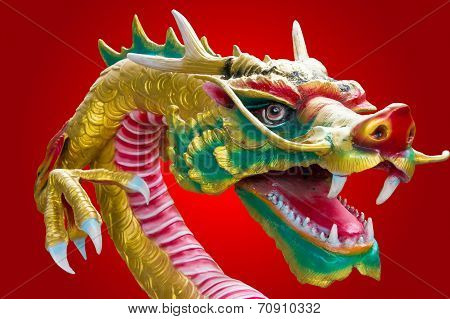 Chinese Dragon With Red Background
