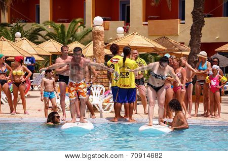 Tourists In Animation Competition Program On Holiday