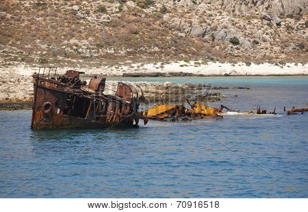 Shipwreck At Imeri Gramvousa Bay. Crete. Greece