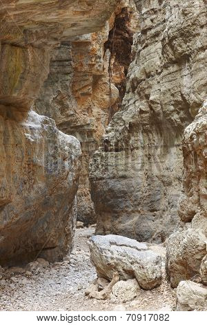 Pathway At Imbros Gorge. Crete. Greece