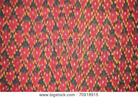 Closeup Pattern Of Thai Handmade Fabric Background