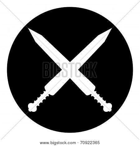 Crossed Gladius Swords Button