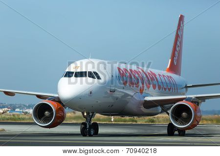 Easyjet Airline Takes Off From International Airport 'makedonia', Greece. Easyjet Is The Second Larg
