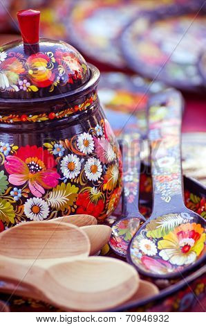 Ukrainian equipment and containers with ornament