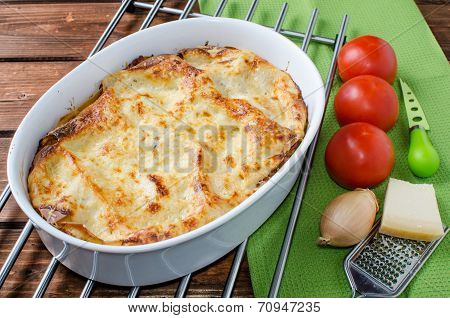 Lasagne Bolognese In A Baking Dish