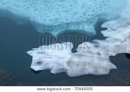 Frozen Ice Shelf In Glacial Pool