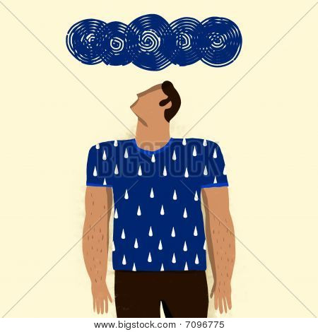 Homem com t-shirt impressa de gotas