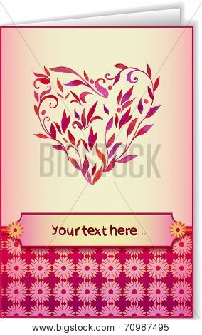 Card With Heart Of Leaves