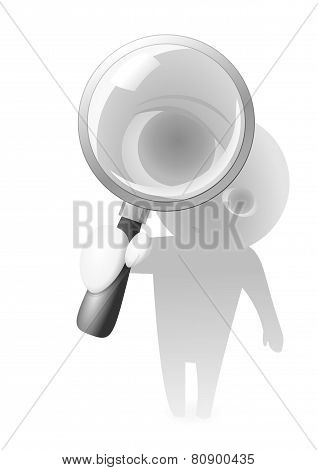 Lens Guy and Magnifying Glass Vector