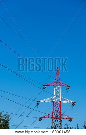 pylon red and white, a symbol of power, power, electromagnetic