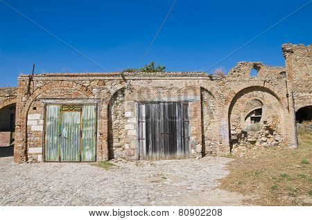 Panoramic view of Craco. Basilicata. Southern Italy.