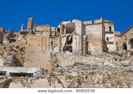 Panoramic view of Craco. Basilicata. Southern Italy.