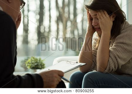 Glum Girl During Psychotherapy Session