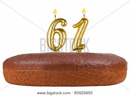 Birthday Cake With Candles Number 61 Isolated