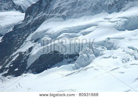 Ice And Snow Nearby Jungfraujoch In Alps In Switzerland